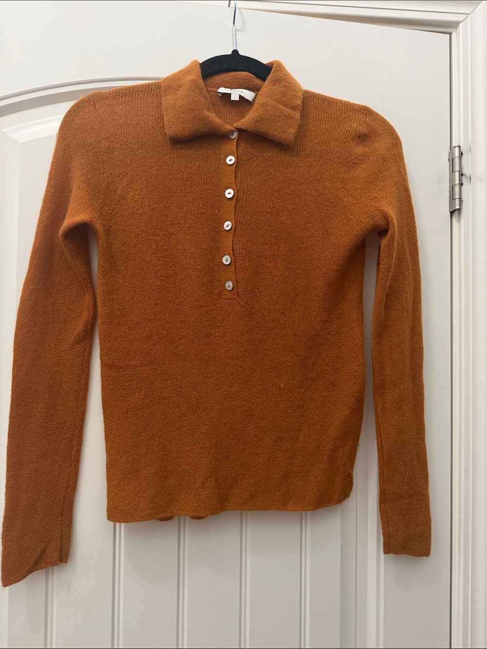 Vince Men's Zip-Front Sweater in Rust Orange